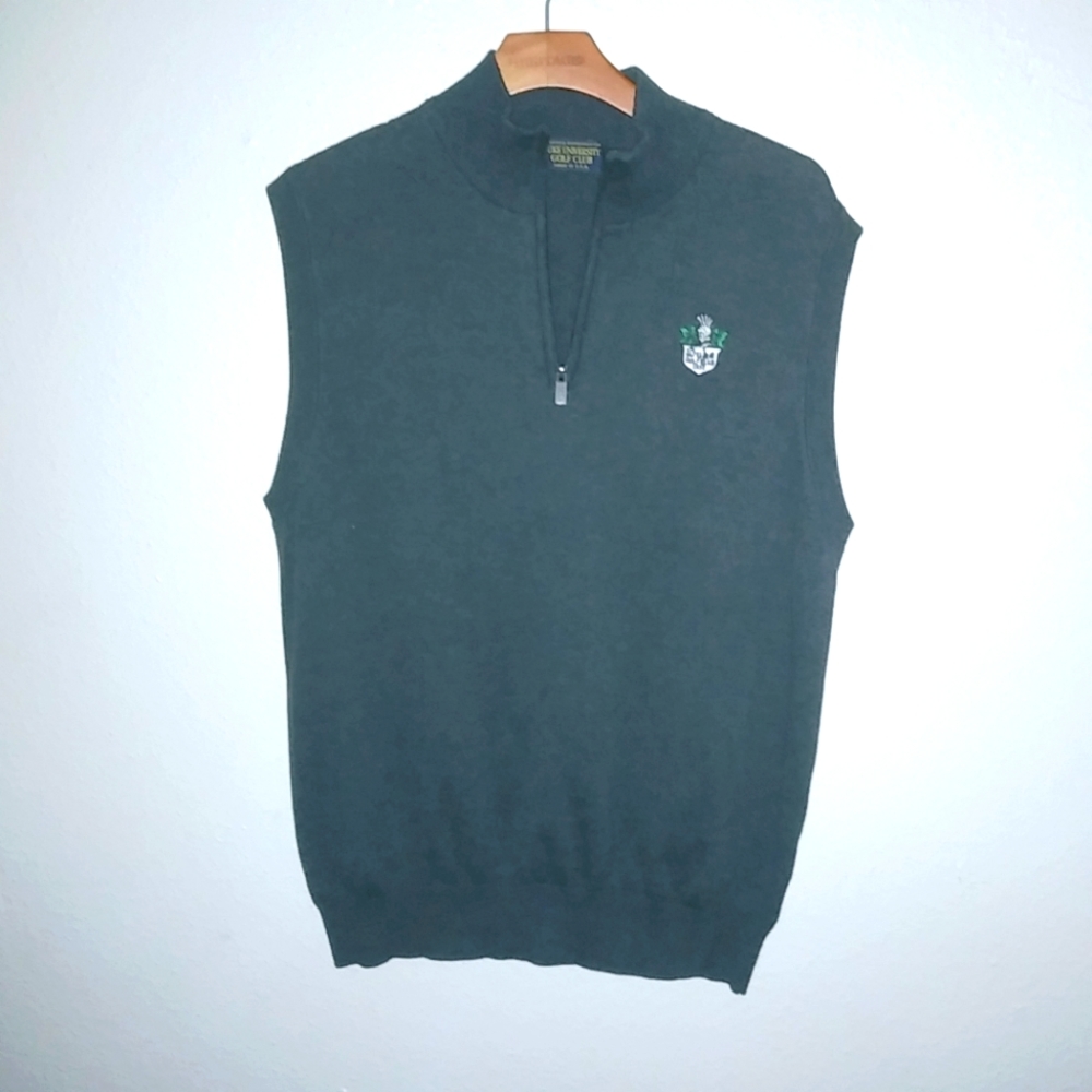 Duke University Golf Club XL Mens Quarter Zip Dark Gray Sweater Vest